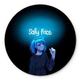 Коврик круглый с принтом Sally Face в Кировске, резина и полиэстер | круглая форма, изображение наносится на всю лицевую часть | Тематика изображения на принте: blue | diane | face | fisher | gizmo | henry | johnson | killer | larry | sally | генри | гизмо | джонсон | диана | ларри | лицо | салли | фейс | фишер