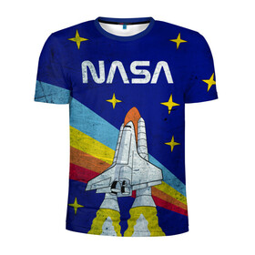 Мужская футболка 3D спортивная с принтом NASA в Кировске, 100% полиэстер с улучшенными характеристиками | приталенный силуэт, круглая горловина, широкие плечи, сужается к линии бедра | Тематика изображения на принте: shuttle | space | звёзды | космос | маск | наса | ракета | шатл