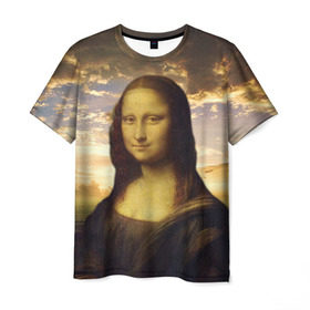 Мужская футболка 3D с принтом Мона Лиза в Кировске, 100% полиэфир | прямой крой, круглый вырез горловины, длина до линии бедер | big | арт | крупные арты | крупные принты | сумасшедшие арты