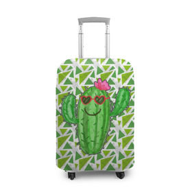 Чехол для чемодана 3D с принтом Позитивный кактус в Кировске, 86% полиэфир, 14% спандекс | двустороннее нанесение принта, прорези для ручек и колес | веселый кактус | зеленый | иголки | кактусы | колючий | летний | лето | настроение | прикольный | радостный | счастье | цветок | цветы | эмоции