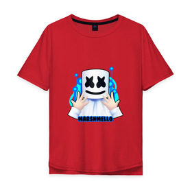 Мужская футболка хлопок Oversize с принтом Marshmello в Кировске, 100% хлопок | свободный крой, круглый ворот, “спинка” длиннее передней части | christopher | comstock | dj | dotcom | friends | marshmallow | marshmello | usa | диджей | друзья | комсток | крис | маршмэллоу | продюсер | сша