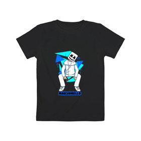 Детская футболка хлопок с принтом Marshmello в Кировске, 100% хлопок | круглый вырез горловины, полуприлегающий силуэт, длина до линии бедер | Тематика изображения на принте: 