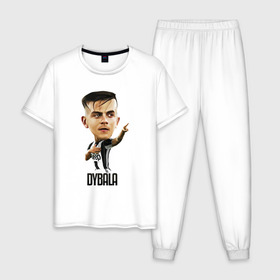 Мужская пижама хлопок с принтом Dybala в Кировске, 100% хлопок | брюки и футболка прямого кроя, без карманов, на брюках мягкая резинка на поясе и по низу штанин
 | champion | cr7 | cristiano | game | goal | italy | juventus | madrid | real | ronaldo | spain | team | буффон | гол | дибала | золотой мяч | игрок | испания | италия | криштиану | мадрид | португалия | реал | роналду | спорт | тренер | футбол | 