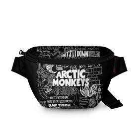 Поясная сумка 3D с принтом Arctic Monkeys в Кировске, 100% полиэстер | плотная ткань, ремень с регулируемой длиной, внутри несколько карманов для мелочей, основное отделение и карман с обратной стороны сумки застегиваются на молнию | arctic monkeys | алекс тёрнер | арктик манкиз | группы | джейми кук | инди | музыка | мэтт хелдерс | ник омэлли | постпанк | рок