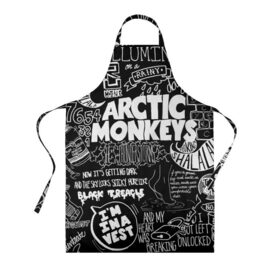 Фартук 3D с принтом Arctic Monkeys в Кировске, 100% полиэстер | общий размер — 65 х 85 см, ширина нагрудника — 26 см, горловина — 53 см, длина завязок — 54 см, общий обхват в поясе — 173 см. Принт на завязках и на горловине наносится с двух сторон, на основной части фартука — только с внешней стороны | arctic monkeys | алекс тёрнер | арктик манкиз | группы | джейми кук | инди | музыка | мэтт хелдерс | ник омэлли | постпанк | рок