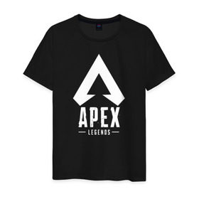 Мужская футболка хлопок с принтом APEX LEGENDS в Кировске, 100% хлопок | прямой крой, круглый вырез горловины, длина до линии бедер, слегка спущенное плечо. | apex | apex legends | battle | battle royal | titanfall | апекс | апекс легендс | батл рояль | битва | война | королевская битва