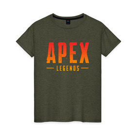 Женская футболка хлопок с принтом APEX LEGENDS (НА СПИНЕ) в Кировске, 100% хлопок | прямой крой, круглый вырез горловины, длина до линии бедер, слегка спущенное плечо | apex | apex legends | battle | battle royal | titanfall | апекс | апекс легендс | батл рояль | битва | война | королевская битва
