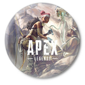 Значок с принтом APEX Legends в Кировске,  металл | круглая форма, металлическая застежка в виде булавки | 2 | 2019 | 3 | apex | game | legends | titanfall | игра | титанфолл