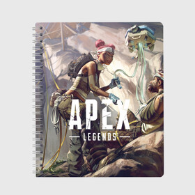 Тетрадь с принтом APEX Legends в Кировске, 100% бумага | 48 листов, плотность листов — 60 г/м2, плотность картонной обложки — 250 г/м2. Листы скреплены сбоку удобной пружинной спиралью. Уголки страниц и обложки скругленные. Цвет линий — светло-серый
 | 2 | 2019 | 3 | apex | game | legends | titanfall | игра | титанфолл