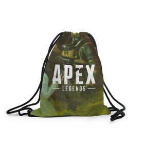 Рюкзак-мешок 3D с принтом APEX Legends в Кировске, 100% полиэстер | плотность ткани — 200 г/м2, размер — 35 х 45 см; лямки — толстые шнурки, застежка на шнуровке, без карманов и подкладки | 2 | 2019 | 3 | apex | game | legends | titanfall | игра | титанфолл