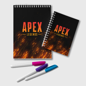 Блокнот с принтом APEX LEGENDS BATTLE ROYAL в Кировске, 100% бумага | 48 листов, плотность листов — 60 г/м2, плотность картонной обложки — 250 г/м2. Листы скреплены удобной пружинной спиралью. Цвет линий — светло-серый
 | apex | apex legends | battle | battle royal | fire | titanfall | апекс | апекс легендс | батл рояль | битва | война | королевская битва | огонь