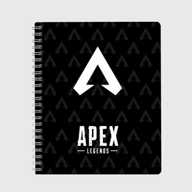 Тетрадь с принтом APEX LEGENDS в Кировске, 100% бумага | 48 листов, плотность листов — 60 г/м2, плотность картонной обложки — 250 г/м2. Листы скреплены сбоку удобной пружинной спиралью. Уголки страниц и обложки скругленные. Цвет линий — светло-серый
 | apex | apex legends | battle | battle royal | titanfall | апекс | апекс легендс | батл рояль | битва | война | королевская битва