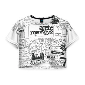 Женская футболка Cropp-top с принтом Arctic Monkeys в Кировске, 100% полиэстер | круглая горловина, длина футболки до линии талии, рукава с отворотами | 