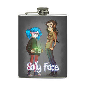 Фляга с принтом Sally Face (10) в Кировске, металлический корпус | емкость 0,22 л, размер 125 х 94 мм. Виниловая наклейка запечатывается полностью | face | fisher | larry johnson | mask | sally | sally face | sally fisher | демоны | духи | маска | призраки | салли | салли фейс | салли фишер | фейс