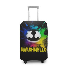 Чехол для чемодана 3D с принтом Marshmello в Кировске, 86% полиэфир, 14% спандекс | двустороннее нанесение принта, прорези для ручек и колес | alone | beautiful now | disc | dj | jockey | marshmallow | американский | диджей | дискотека | маршмэллоу | продюсер