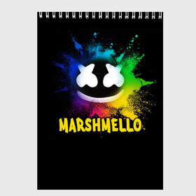 Скетчбук с принтом Marshmello в Кировске, 100% бумага
 | 48 листов, плотность листов — 100 г/м2, плотность картонной обложки — 250 г/м2. Листы скреплены сверху удобной пружинной спиралью | alone | beautiful now | disc | dj | jockey | marshmallow | американский | диджей | дискотека | маршмэллоу | продюсер