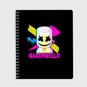 Тетрадь с принтом Marshmello в Кировске, 100% бумага | 48 листов, плотность листов — 60 г/м2, плотность картонной обложки — 250 г/м2. Листы скреплены сбоку удобной пружинной спиралью. Уголки страниц и обложки скругленные. Цвет линий — светло-серый
 | alone | beautiful now | disc | dj | jockey | marshmallow | американский | диджей | дискотека | маршмэллоу | продюсер