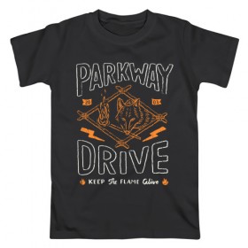 Мужская футболка хлопок с принтом Parkway Drive в Кировске, 100% хлопок | прямой крой, круглый вырез горловины, длина до линии бедер, слегка спущенное плечо. | atlas | ire | parkway drive | pd | группы | метал | музыка | рок | хеви метал