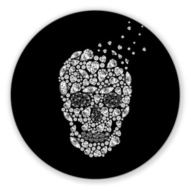 Коврик для мышки круглый с принтом Diamond skull в Кировске, резина и полиэстер | круглая форма, изображение наносится на всю лицевую часть | background | black | death | diamond skull | drawing | graphics | hal | hearts | precious stones | symbol | wealth | богатство | бриллиантовый | графика | день мертвых | драгоценные | камни | мексика | праздник | рисунок | сердца | символ | фон |