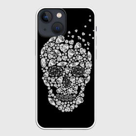 Чехол для iPhone 13 mini с принтом Diamond skull в Кировске,  |  | background | black | death | diamond skull | drawing | graphics | hal | hearts | precious stones | symbol | wealth | богатство | бриллиантовый | графика | день мертвых | драгоценные | камни | мексика | праздник | рисунок | сердца | символ | фон |