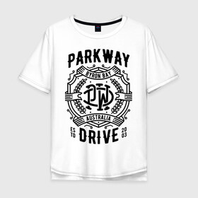 Мужская футболка хлопок Oversize с принтом Parkway Drive в Кировске, 100% хлопок | свободный крой, круглый ворот, “спинка” длиннее передней части | Тематика изображения на принте: atlas | ire | parkway drive | pd | группы | метал | музыка | рок | хеви метал