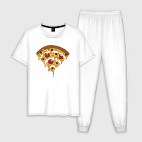 Мужская пижама хлопок с принтом Пицца Wi-Fi в Кировске, 100% хлопок | брюки и футболка прямого кроя, без карманов, на брюках мягкая резинка на поясе и по низу штанин
 | pizza | wi fi | wifi | абстракция | вай фай | интернет | пицца