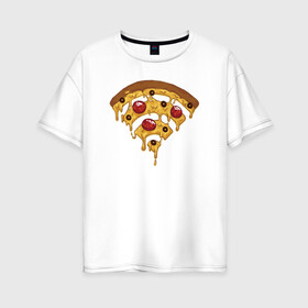 Женская футболка хлопок Oversize с принтом Пицца Wi-Fi в Кировске, 100% хлопок | свободный крой, круглый ворот, спущенный рукав, длина до линии бедер
 | pizza | wi fi | wifi | абстракция | вай фай | интернет | пицца