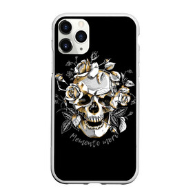 Чехол для iPhone 11 Pro матовый с принтом Memento mori в Кировске, Силикон |  | blac | death | drawing | flowers | graphics | head | ornament | patterns | remember | roses | skeleton | skull | symbol | голова | графика | надпись | орнамент | помни | рисунок | розы | символ | скелет | текст | узоры | фон | цветы | череп | чер