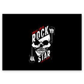 Поздравительная открытка с принтом Free soul rock star. life is s в Кировске, 100% бумага | плотность бумаги 280 г/м2, матовая, на обратной стороне линовка и место для марки
 | free soul | hard | heavy | life | mus | music | rock | rock star | short | skull | гитары | графика | душа | жесткий | жизнь | инструменты | коротка | музыка | музыкальные | надпись | рисунок | рок | рок звезда | свободная | символ