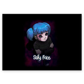 Поздравительная открытка с принтом Sally Face (17) в Кировске, 100% бумага | плотность бумаги 280 г/м2, матовая, на обратной стороне линовка и место для марки
 | Тематика изображения на принте: face | fisher | larry johnson | mask | sally | sally face | sally fisher | демоны | духи | маска | призраки | салли | салли фейс | салли фишер | фейс