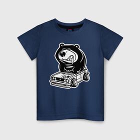 Детская футболка хлопок с принтом Медведь на жигулях  в Кировске, 100% хлопок | круглый вырез горловины, полуприлегающий силуэт, длина до линии бедер | ваз 2103 | ваз 2106 | жигули | жигули 2103 | жигули 2106