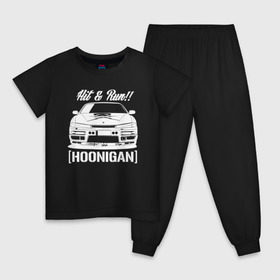Детская пижама хлопок с принтом Nissan Silvia S14 Hoonigan в Кировске, 100% хлопок |  брюки и футболка прямого кроя, без карманов, на брюках мягкая резинка на поясе и по низу штанин
 | hoonigan | nissan | nissan silvia s14 | silvia s14