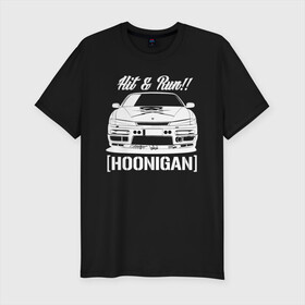 Мужская футболка хлопок Slim с принтом Nissan Silvia S14 Hoonigan в Кировске, 92% хлопок, 8% лайкра | приталенный силуэт, круглый вырез ворота, длина до линии бедра, короткий рукав | Тематика изображения на принте: hoonigan | nissan | nissan silvia s14 | silvia s14