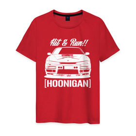 Мужская футболка хлопок с принтом Nissan Silvia S14 Hoonigan в Кировске, 100% хлопок | прямой крой, круглый вырез горловины, длина до линии бедер, слегка спущенное плечо. | hoonigan | nissan | nissan silvia s14 | silvia s14