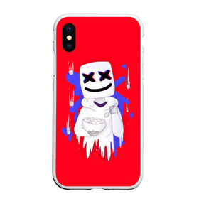 Чехол для iPhone XS Max матовый с принтом Marshmello в Кировске, Силикон | Область печати: задняя сторона чехла, без боковых панелей | christopher comstock | dj | glitch | marshmello | music | глитч | диджей | крис комсток | маршмэллоу | музыка