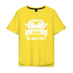 Мужская футболка хлопок Oversize с принтом Honda Civic EK 6 поколение в Кировске, 100% хлопок | свободный крой, круглый ворот, “спинка” длиннее передней части | civic ek | ek 6 поколение | honda | honda civic | honda civic ek 6 поколение