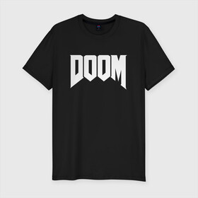 Мужская футболка хлопок Slim с принтом DOOM | ДУМ ЛОГО в Кировске, 92% хлопок, 8% лайкра | приталенный силуэт, круглый вырез ворота, длина до линии бедра, короткий рукав | devil | doom | hell | mark of the doom slayer | slayer | ад | гарнил | дум | знаки | иероглифы | компьютерные игры 2019 | преисподняя | символ | солдат