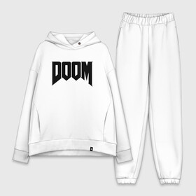 Женский костюм хлопок Oversize с принтом DOOM в Кировске,  |  | devil | doom | hell | mark of the doom slayer | slayer | ад | гарнил | дум | знаки | иероглифы | компьютерные игры 2019 | преисподняя | символ | солдат