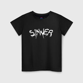 Детская футболка хлопок с принтом SINNER (НА СПИНЕ) в Кировске, 100% хлопок | круглый вырез горловины, полуприлегающий силуэт, длина до линии бедер | Тематика изображения на принте: 