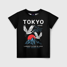 Детская футболка 3D с принтом Tokyo в Кировске, 100% гипоаллергенный полиэфир | прямой крой, круглый вырез горловины, длина до линии бедер, чуть спущенное плечо, ткань немного тянется | cities | country | japan | large | most | mountains | nagasaki | tokyo | travel | большие | восход | города | горы | графика | журавли | закат | летят | нагасаки | надпись | полет | птицы | путешествия | рисунок | самые | солнце | страна