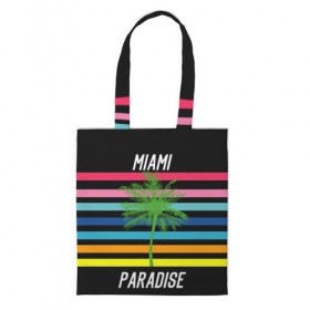 Сумка 3D повседневная с принтом Miami Paradise в Кировске, 100% полиэстер | Плотность: 200 г/м2; Размер: 34×35 см; Высота лямок: 30 см | america | city | colorful | drawing | grap | miami | palm tree | paradise | recreation | resort | stripes | tree | usa | world | америка | город | графика | дерево | курорт | майами | мировой | надпись | отдых | пальма | полосы | разноцветные | рай | рису