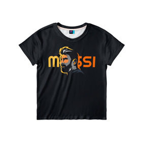 Детская футболка 3D с принтом Lionel Messi в Кировске, 100% гипоаллергенный полиэфир | прямой крой, круглый вырез горловины, длина до линии бедер, чуть спущенное плечо, ткань немного тянется | Тематика изображения на принте: 