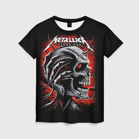 Женская футболка 3D с принтом Metallica в Кировске, 100% полиэфир ( синтетическое хлопкоподобное полотно) | прямой крой, круглый вырез горловины, длина до линии бедер | heavy metal | metal | metallica | группы | метал | металлика | музыка | рок | трэш метал | хєви метал