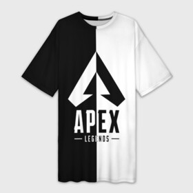 Платье-футболка 3D с принтом APEX LEGENDS в Кировске,  |  | apex | legend | legends | titanfall | апекс | арех | бангалор | бладхаунд | верхушки | гибралтар | каустик | лайфлайн | легенда | легенды | ледженд | леджендс | мираж | орех | рэйф | титанфол