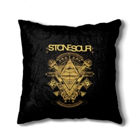 Подушка 3D с принтом Stone Sour в Кировске, наволочка – 100% полиэстер, наполнитель – холлофайбер (легкий наполнитель, не вызывает аллергию). | состоит из подушки и наволочки. Наволочка на молнии, легко снимается для стирки | Тематика изображения на принте: metal | rock | slipknot | stone sour | альтернатива | группы | кори тейлор | метал | музыка | ню метал | рок