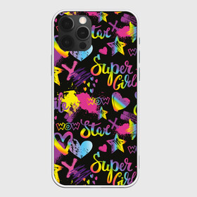 Чехол для iPhone 12 Pro Max с принтом Super Girl в Кировске, Силикон |  | girl | hearts | rainbow | raster | spectrum | splashes | spots | star | super | абстракция | брызги | графика | девушка | звезда | кислотный | любовь | мечта | надпись | праздник | пятна | радуга | растр | рисунок | сердца | спектр