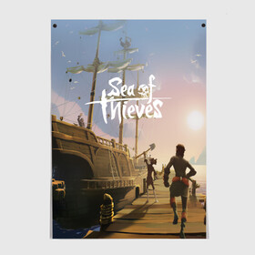 Постер с принтом Sea of Thieves в Кировске, 100% бумага
 | бумага, плотность 150 мг. Матовая, но за счет высокого коэффициента гладкости имеет небольшой блеск и дает на свету блики, но в отличии от глянцевой бумаги не покрыта лаком | blade | captain | game | hat | ken | pirate | sea of thieves | snake | sword | tatoo | woman | игры | пираты