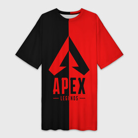 Платье-футболка 3D с принтом APEX LEGENDS RED в Кировске,  |  | apex | legend | legends | titanfall | апекс | арех | бангалор | бладхаунд | верхушки | гибралтар | каустик | лайфлайн | легенда | легенды | ледженд | леджендс | мираж | орех | рэйф | титанфол