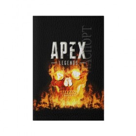 Обложка для паспорта матовая кожа с принтом APEX LEGENDS в Кировске, натуральная матовая кожа | размер 19,3 х 13,7 см; прозрачные пластиковые крепления | apex | apex legends | апекс | апекс легенд | апекс легендс | бой | игра | компьютерная игра | королевская битва | лучшее | огонь | онлайн игра | популярное | хит | череп | шутер
