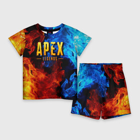 Детский костюм с шортами 3D с принтом APEX LEGENDS в Кировске,  |  | apex | apex legends | апекс | апекс легенд | апекс легендс | бой | игра | компьютерная игра | королевская битва | лучшее | огонь | онлайн игра | популярное | текстура | хит | шутер